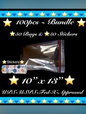 100pcs Shipping Bundle ~New~ 
50ct 10” x13” Bag & 50ct Thank You Stickers
